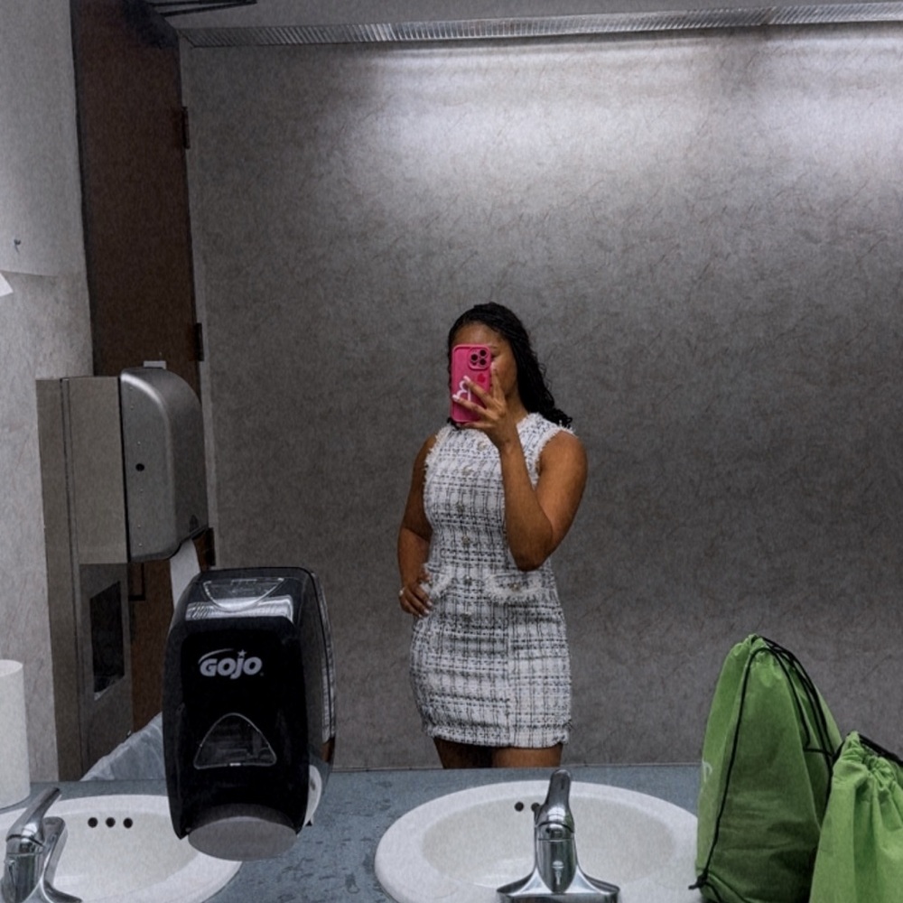 Elegant White Tweed Dress
